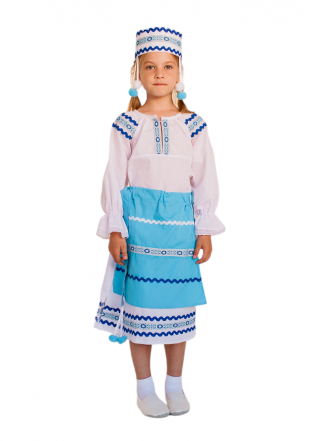 Белорусский народный костюм (девочка) (платье + фартук + головной убор)