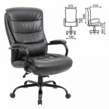 Кресло офисное BRABIX PREMIUM "Heavy Duty HD-004", НАГРУЗКА до 200 кг, экокожа, черно