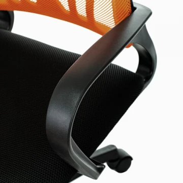 Кресло BRABIX "Fly MG-396", с подлокотниками, сетка, оранжевое/черное