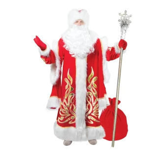 Карнавальный костюм «Дед Мороз королевский», аппликация золото, р.48-58