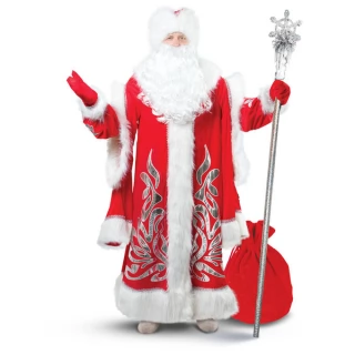 Карнавальный костюм «Дед Мороз королевский», аппликация серебро,р.48-58