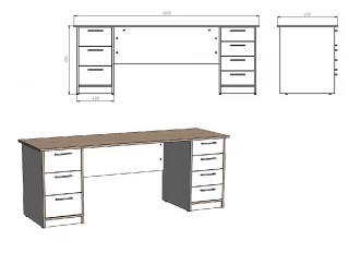 Стол прямой для преподавателя двухтумбовый 