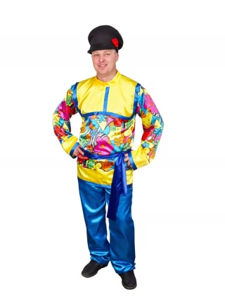 Карнавальный костюм взрослый "Ваня" (р-р 40-48; комплект: штаны, рубаха, пояс, кепка)