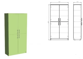 Шкаф зеленый, пастельная кромка 1880х940х410