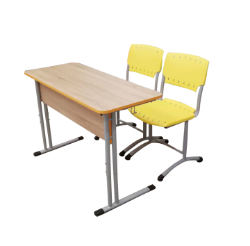 Комплект ученический двухместный регулируемый (парта + 2 стула) 4-6 ростовая группа на круглой трубе (цвет ЛДСП, кромки и пластика на выбор)
