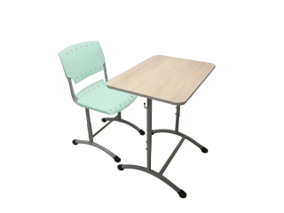 Комплект ученический одноместный регулируемый  (парта + стул) 4-6 ростовая группа на круглой трубе  (цвет ЛДСП, кромки и пластика на выбор)