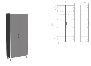 Шкаф гардеробный для верхней одежды (900х2000х400)