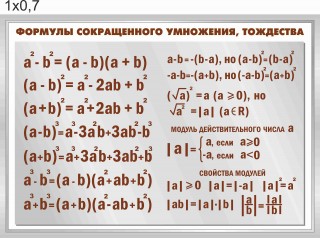 Формулы сокращенного умножения, тождества