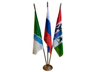 Напольный флагшток дерево, 3 штока в один ряд