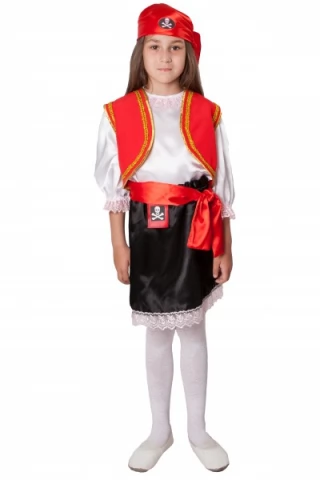 Пират 2 (девочка): блузка, юбка, бандана, жилет, кушак