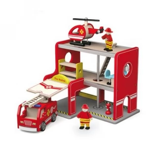 Гараж"Пожарная служба"(1 машина,вертолет,2 фигурки)в коробке