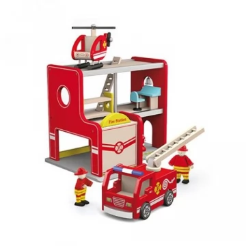 Гараж"Пожарная служба"(1 машина,вертолет,2 фигурки)в коробке