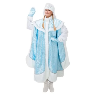 Карнавальный костюм "Снегурочка", боярская шуба, шапка, варежки, р-р 44-48, рост 170 см